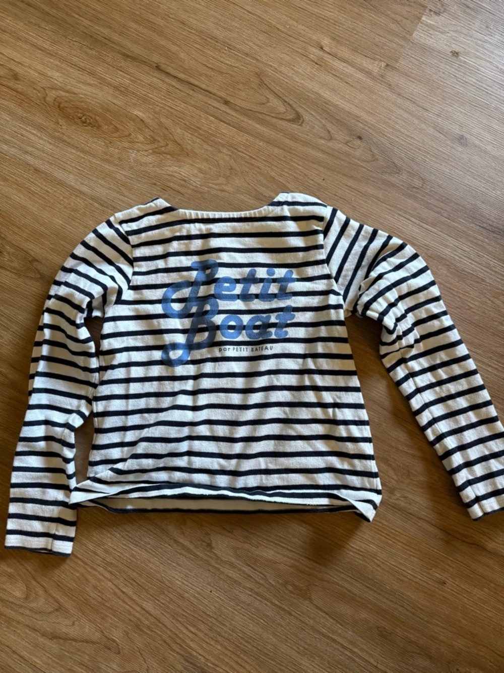 Petit Bateau Striped Long-Sleeve Kids Top in White and Navy